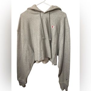 NWT Cropped Grey Champion Reverse Weave Hoodie (XL)